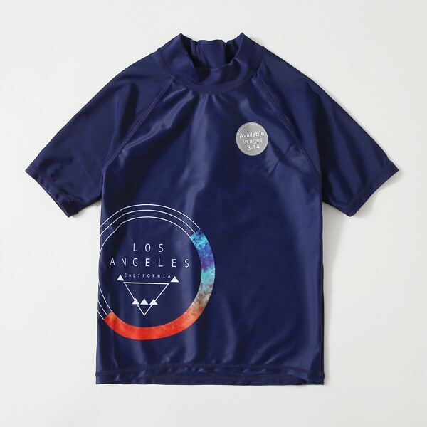 

Toddler Boys Letter Graphic Swim Top, Navy blue