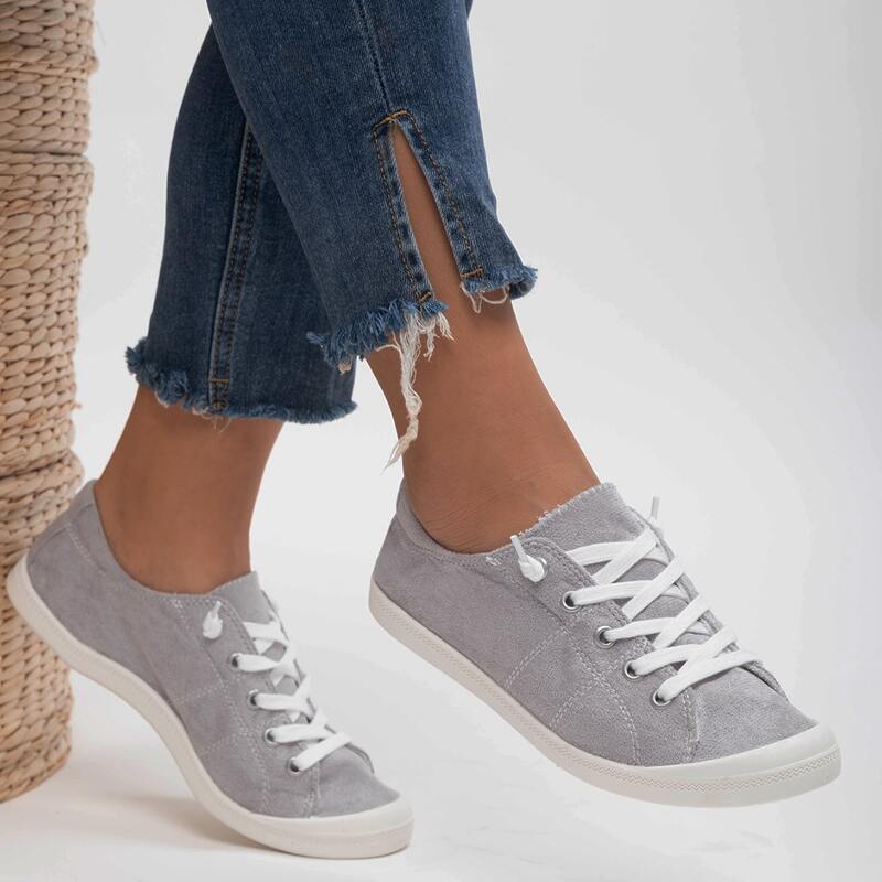 

Lace-up Front Wide Fit Low Top Sneakers, Light grey