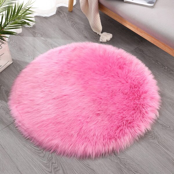 

1pc Round Plush Carpet, Hot pink