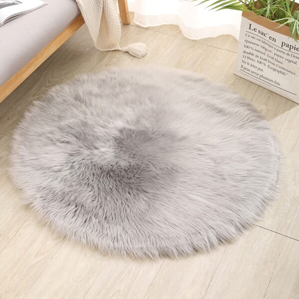 

1pc Round Plush Carpet, Grey