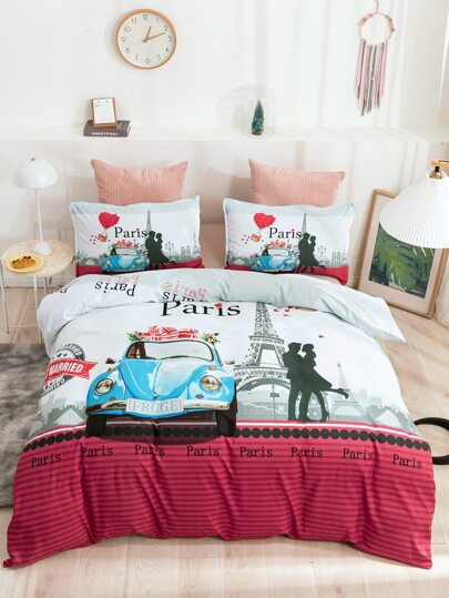 Eiffel Tower Print Bedding Set Without Filler Shein South Africa Eiffel Tower Print Bedding Set Without, Eiffel Tower Bedding South Africa