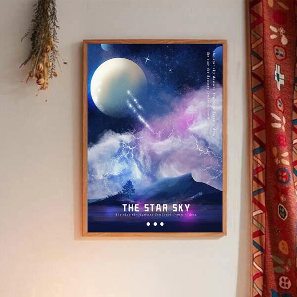 

Planet Print Wall Painting Without Frame, Multicolor