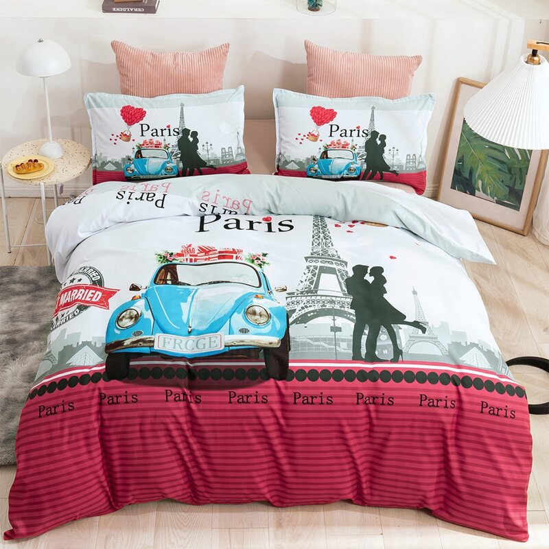 

Eiffel Tower Print Bedding Set Without Filler, Multicolor