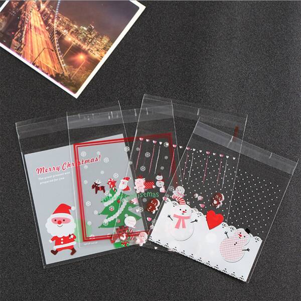

100pcs Christmas Pattern Random Biscuit Bag, Clear