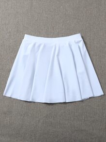 Falda de playa de unicolor con volantes para mujer - Blanco - Ver 2