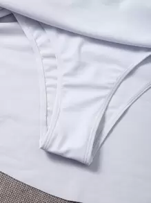 Falda de playa de unicolor con volantes para mujer - Blanco - Ver 6