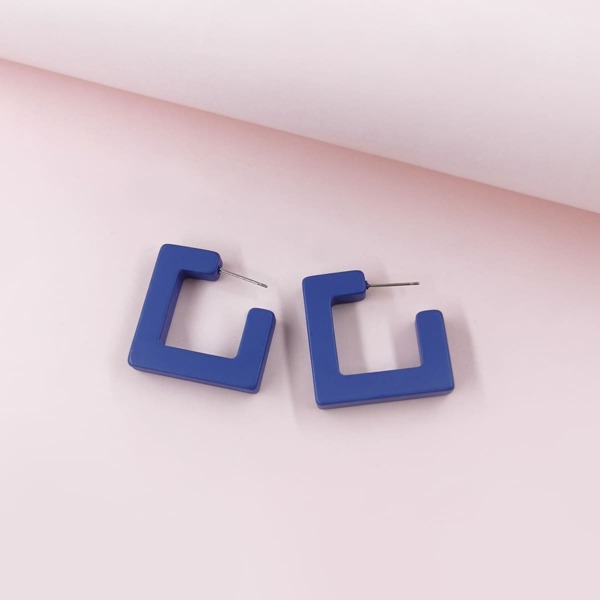 

Geometric Design Hoop Earrings, Navy blue