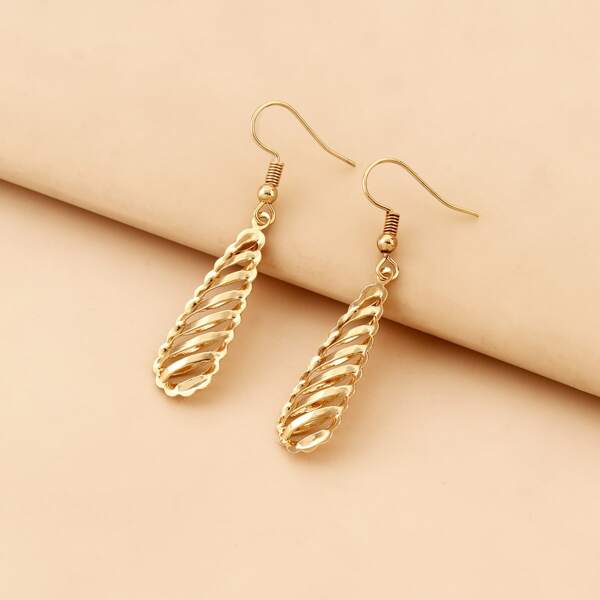 

Hollow Out Charm Drop Earrings, Gold