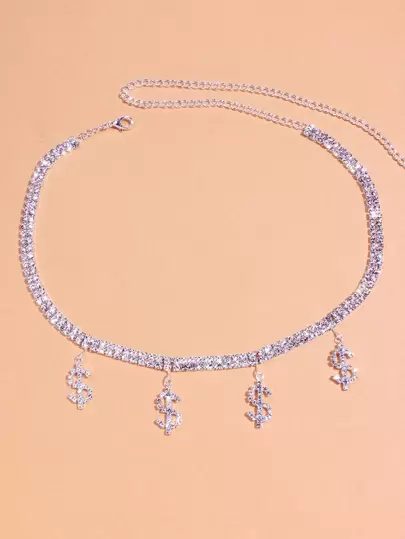 Collanaconciondoloaformadidollarocondecorazioniinstrass - SHEIN's best products