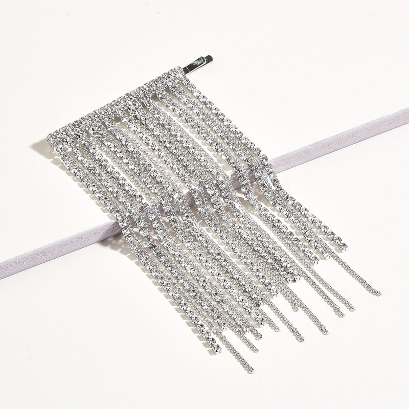 

Rhinestone Tassel Charm Bobby Pin, Silver