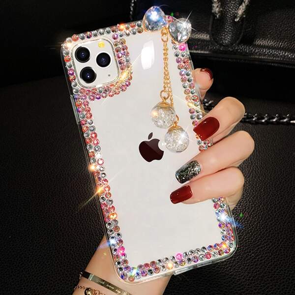 

Transparent Rhinestone Charm iPhone Case, Clear