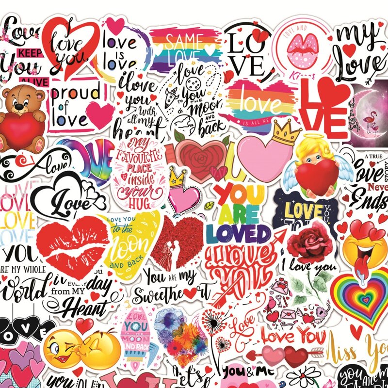 

50pcs Love & Heart Sticker, Multicolor