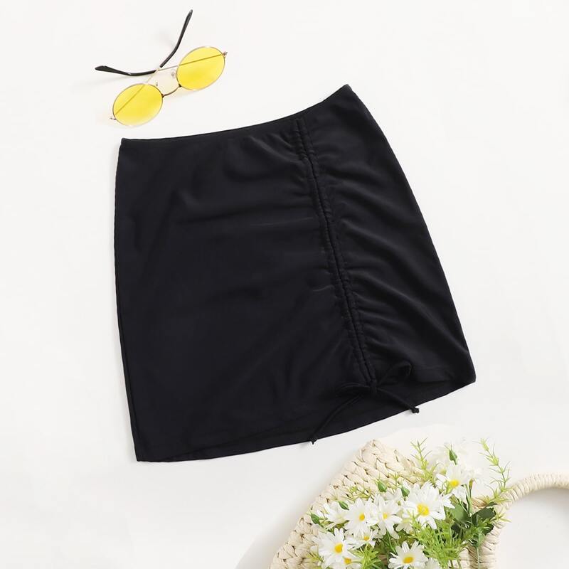 

Drawstring Detail Bikini Skirt, Black