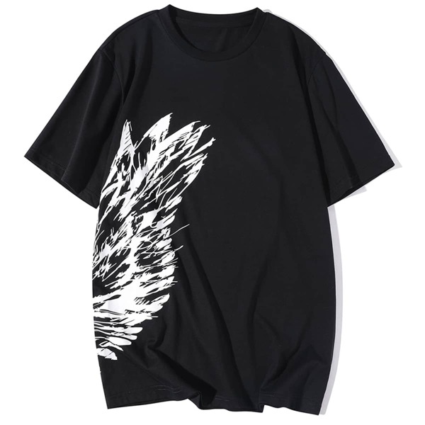 

Men Wings Print Crew Neck Tee, Black