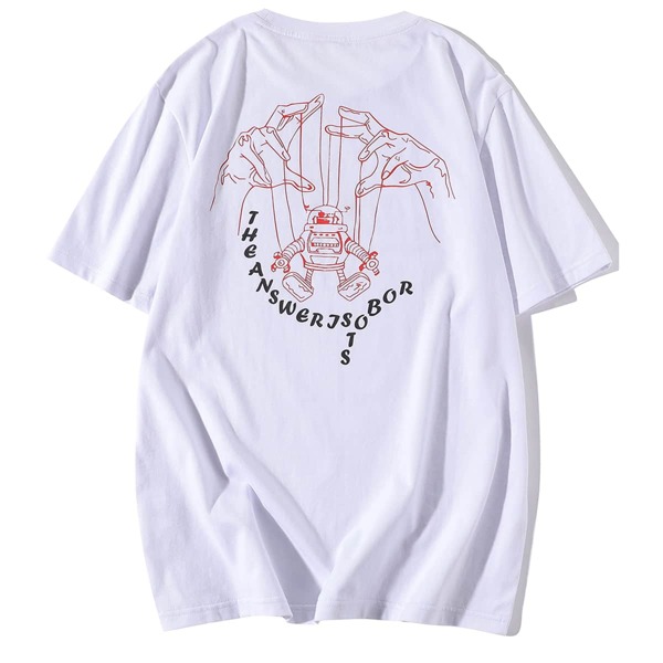 

Men Figure And Slogan Graphic Tee, White