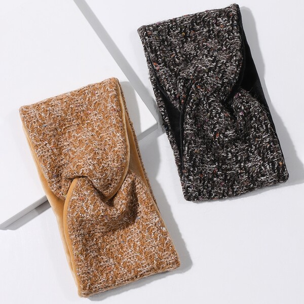 

2pcs Knitted Twist Headband, Multicolor
