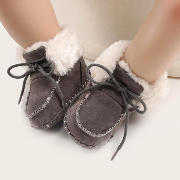 

Baby Boy Lace-up Front Faux Fur Lined Ankle Boots, Grey