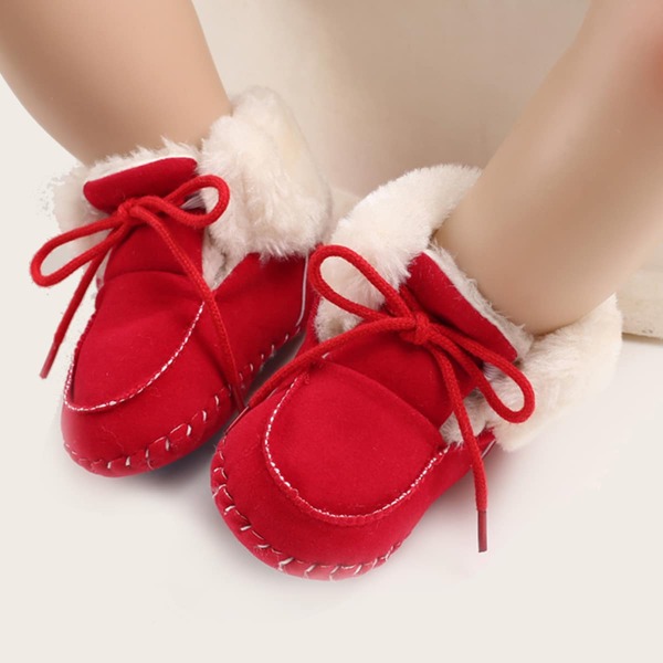 

Baby Boy Lace-up Front Faux Fur Lined Ankle Boots, Red