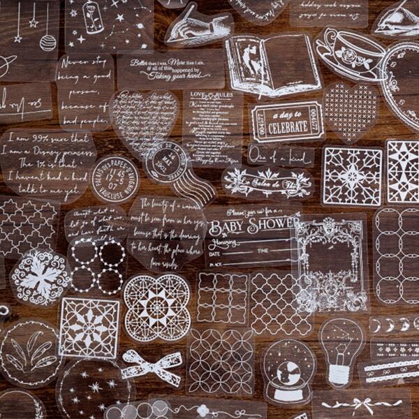 

40pcs Random Clear Sticker, White