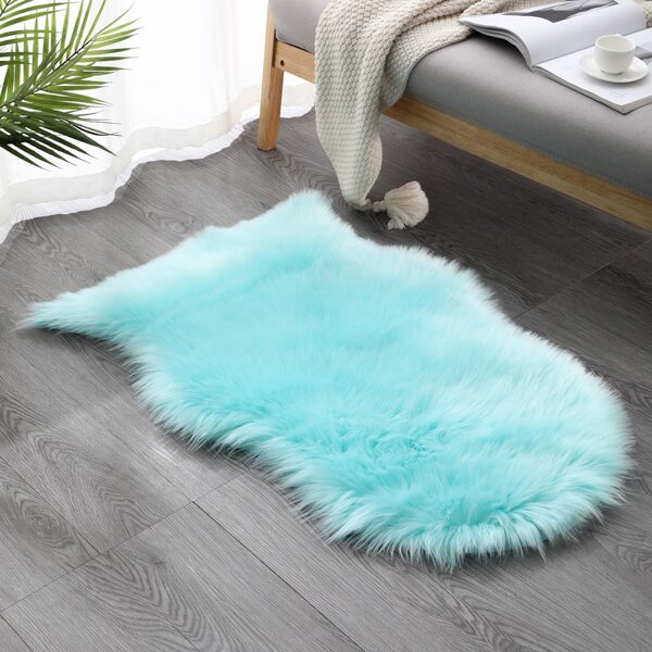 

1pc Plain Plush Carpet, Blue