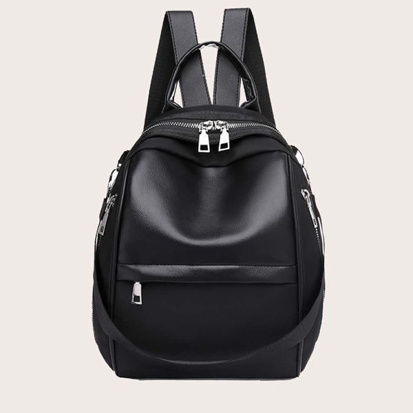 

Zip Front Backpack, Black