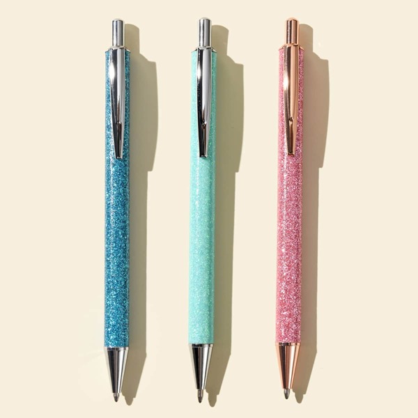 

3pcs Glitter Ballpoint Pen, Black