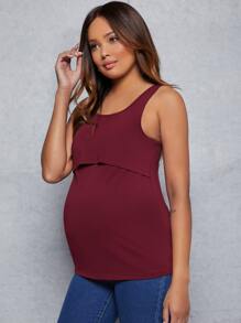 SHEIN Maternity Lift Up Nursing Tank Top - Maroon - View 5
