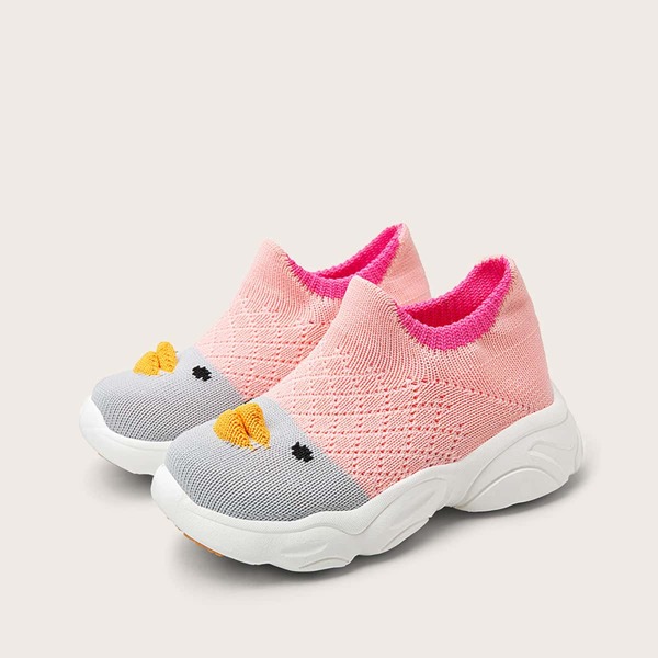 

Toddler Girls Cartoon Design Sock Sneakers, Pink