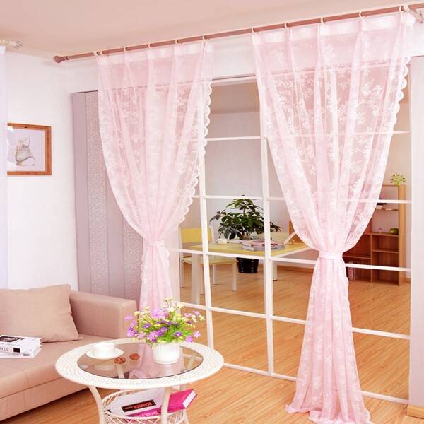 

Lace Single Panel Curtain, Pink
