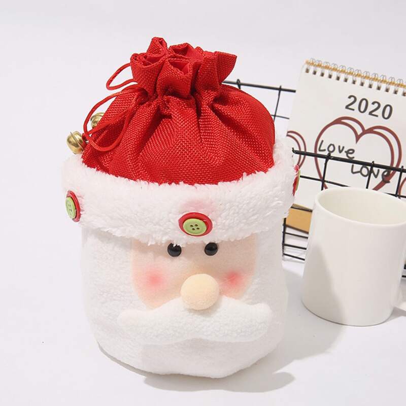 

1pc Christmas Santa Claus Drawstring Gift Bag, Red and white