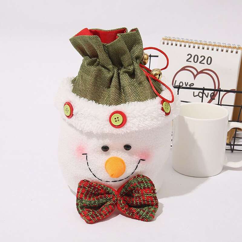 

1pc Christmas Snowman Drawstring Gift Bag, Multicolor
