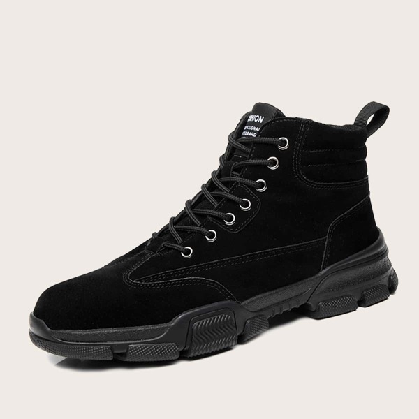 

Men Lace-up Front Combat Boots, Black