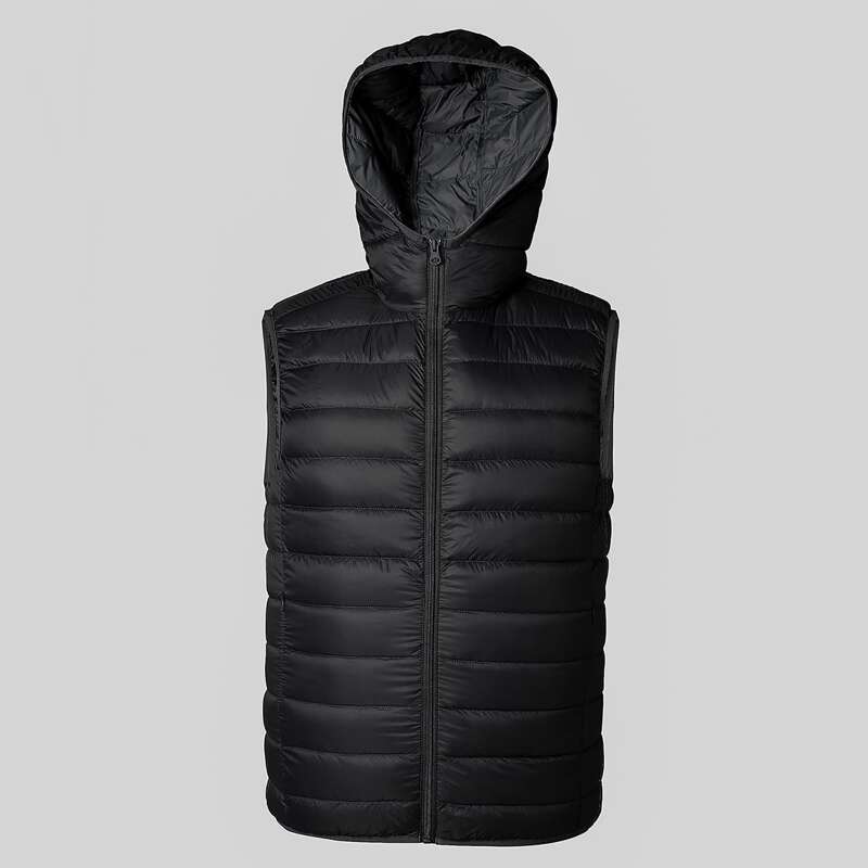 

Men Zip Up Hooded Packable Down Vest Coat, Black