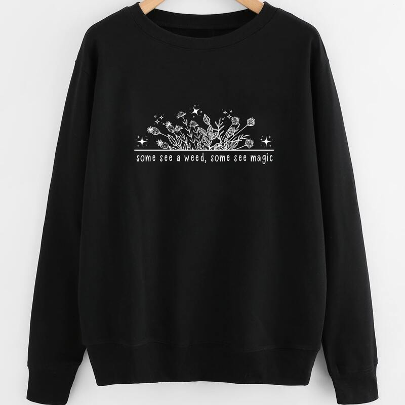 

Letter Plants Graphic Sweatshirt, Black