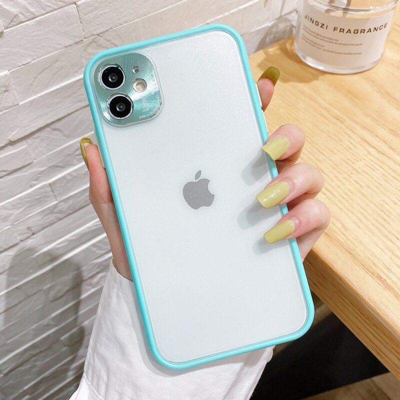 

Contrast Frame Transparent iPhone Case, Clear mint blue