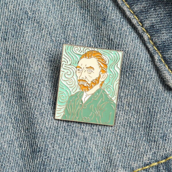 

Figure Graphic Rectangle Brooch, Multicolor