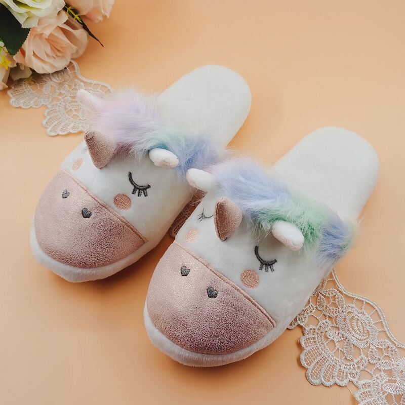 

Unicorn Design Warm Slippers, Multicolor