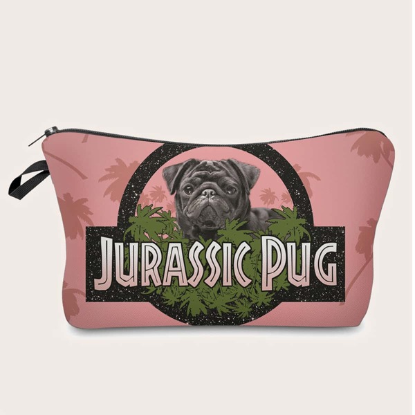 

Dog & Letter Graphic Makeup Bag, Multicolor