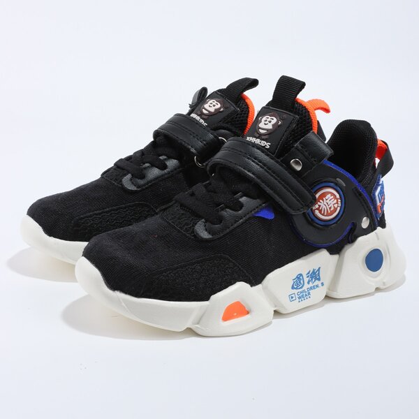 

Boys Chinese Letter Graphic Sneakers, Black