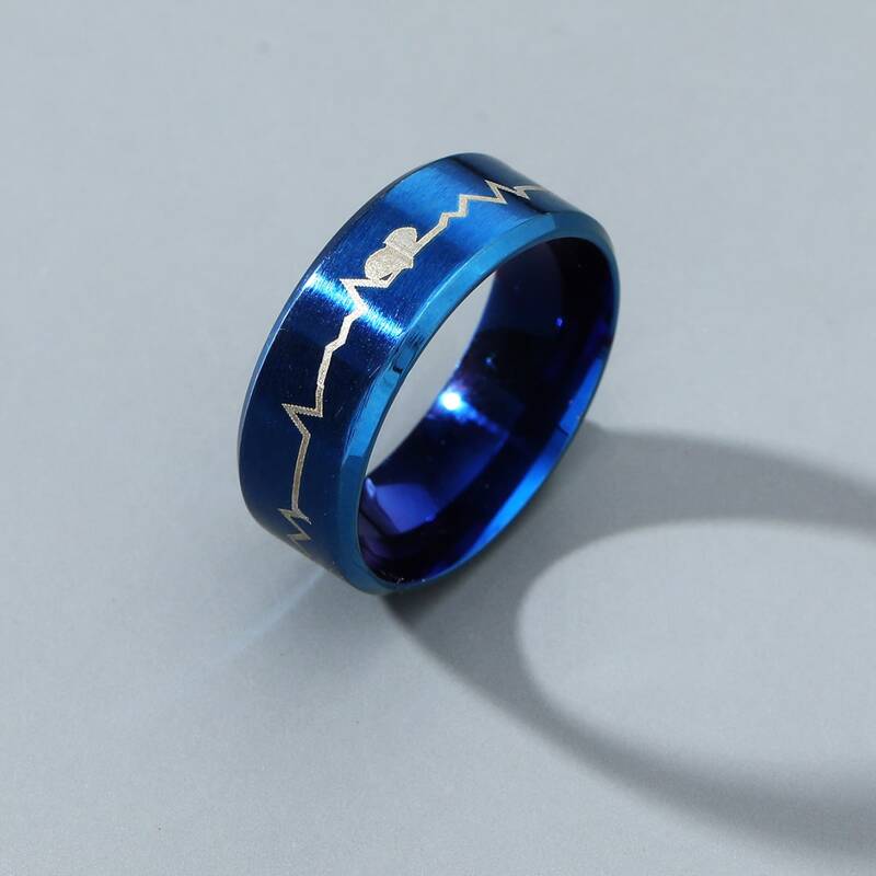 

Guys Heartbeat Design Ring, Royal blue