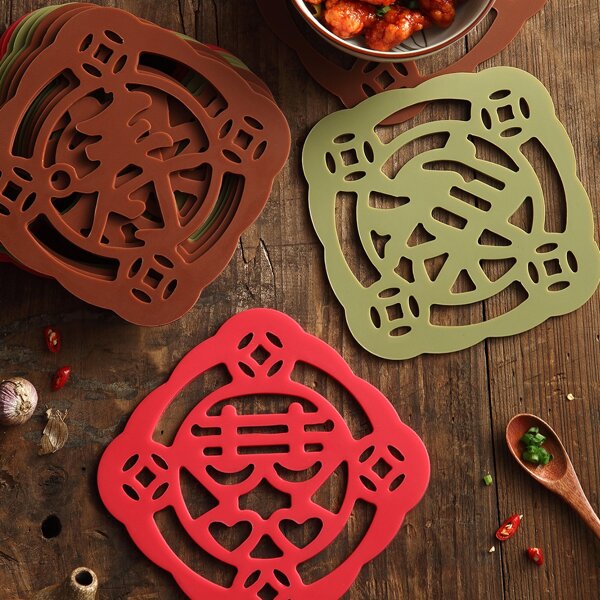 

4pcs Random Color Silicone Insulation Pad, Multicolor