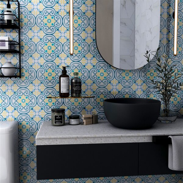 

10pcs Graphic Print Tile Sticker, Multicolor