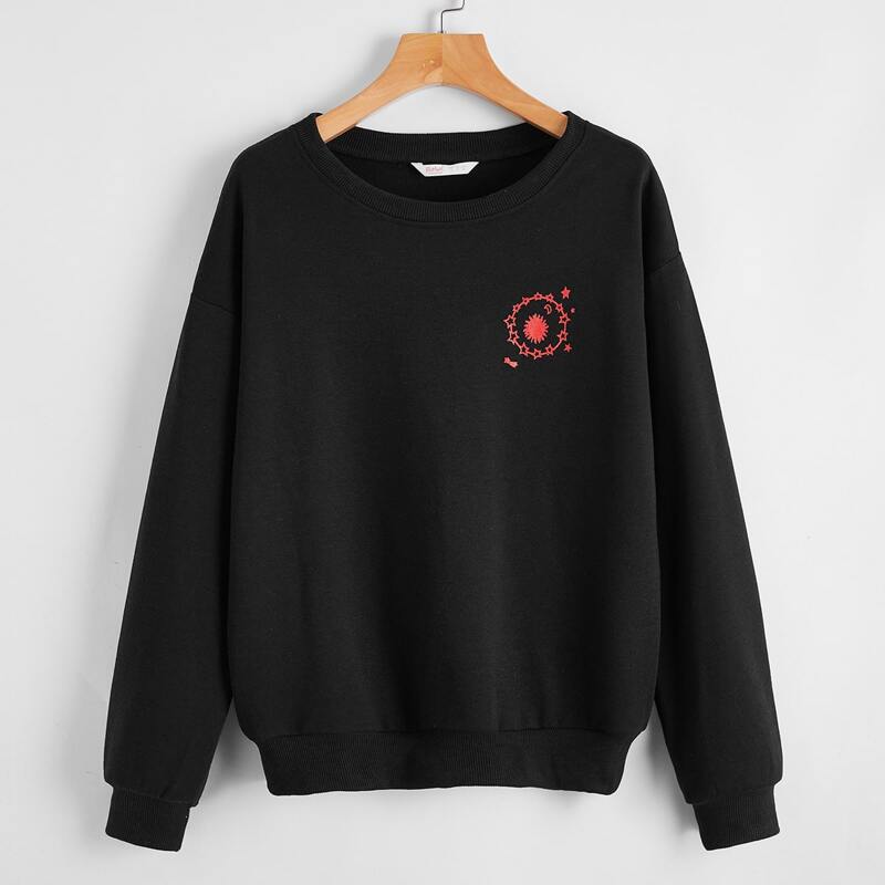 

Sun & Moon Graphic Sweatshirt, Black