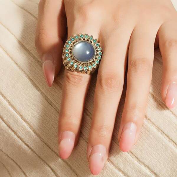 

Rhinestone Decor Ring, Green