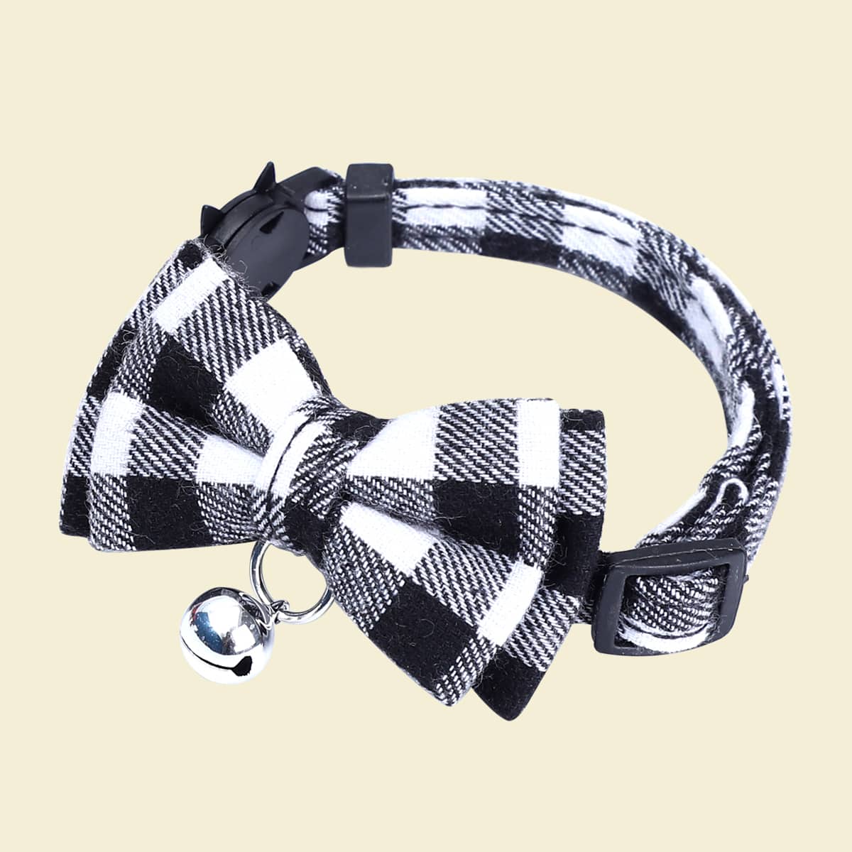 

1pc Plaid Cat Bow Tie, Black and white