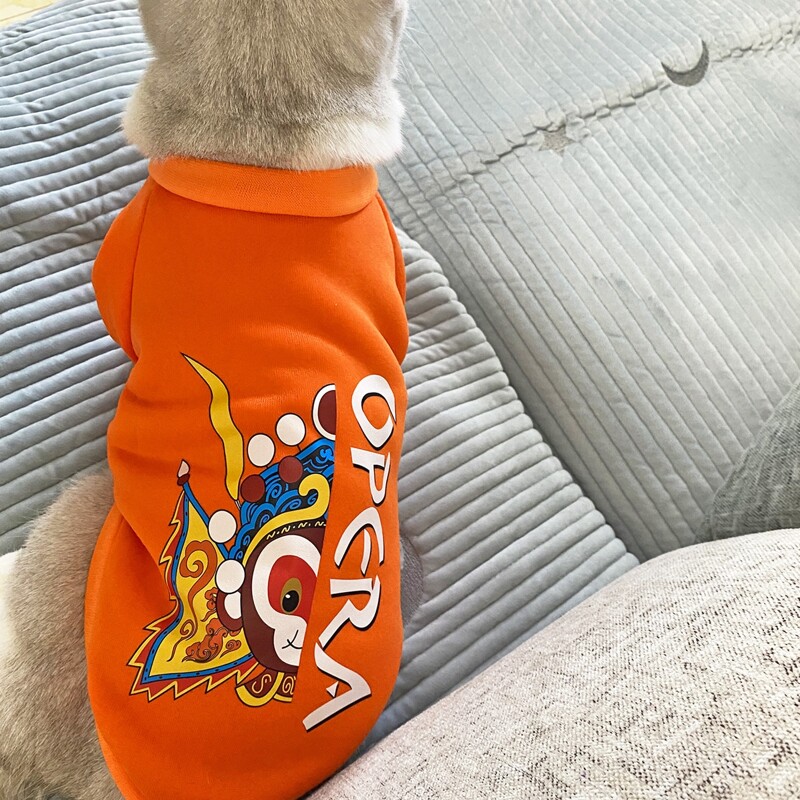 

Cartoon Graphic Cat Sweatshirt, Orange