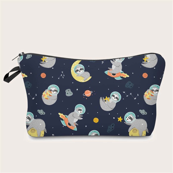 

Sloth & Planet Print Makeup Bag, Multicolor