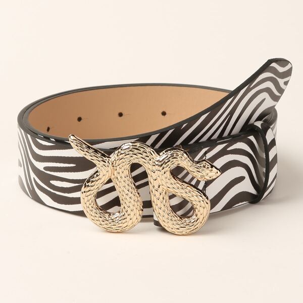 

Zebra Striped Belt, Multicolor