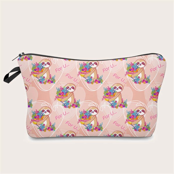 

Sloth & Flower Print Makeup Bag, Multicolor