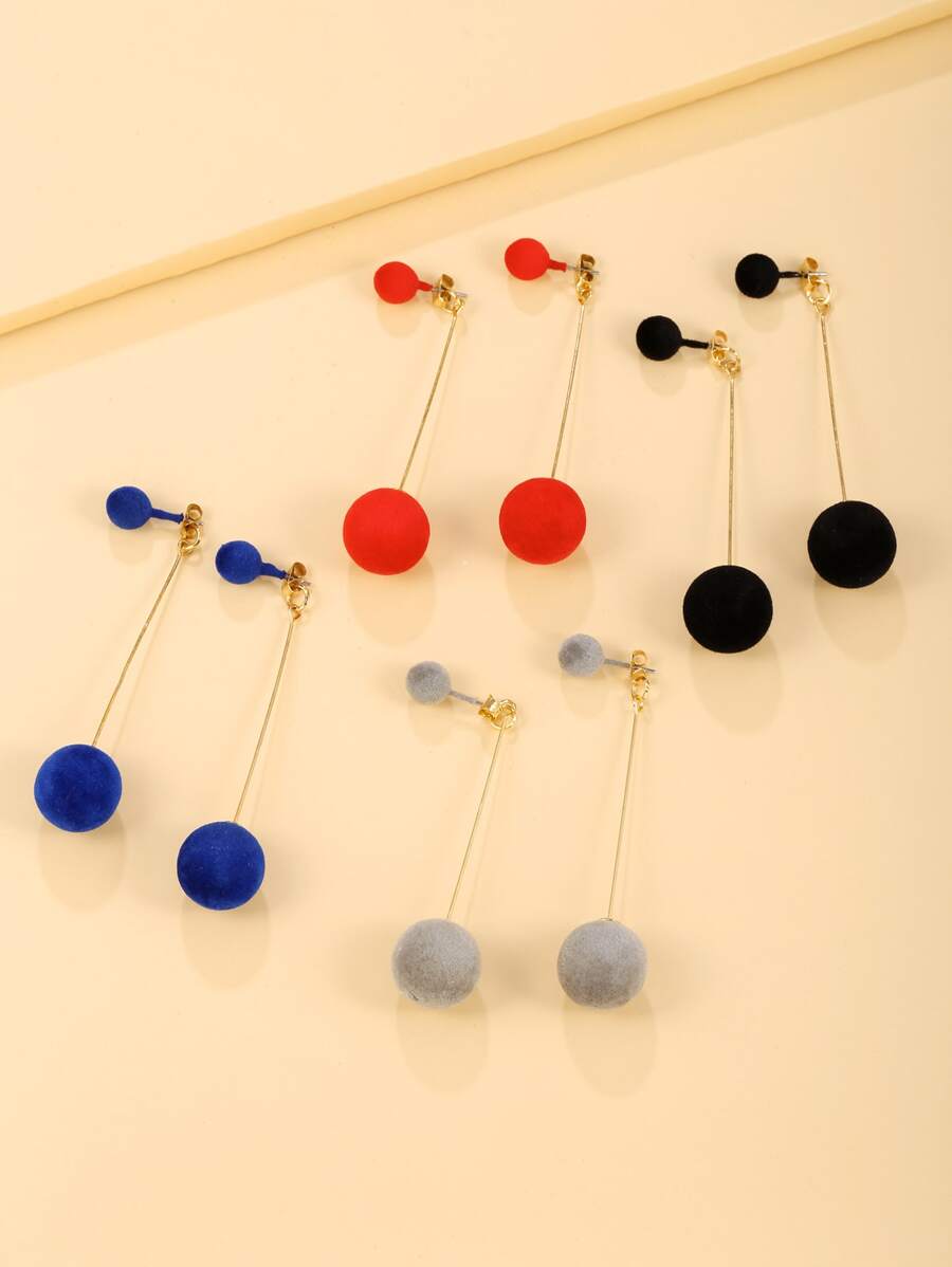 4 pares pendientes con bola redonda - Multicolor - Ver 1